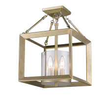 Golden 2073-SF WG-CLR - Golden Lighting Smyth 3-light Semi-Flush Mount in White Gold